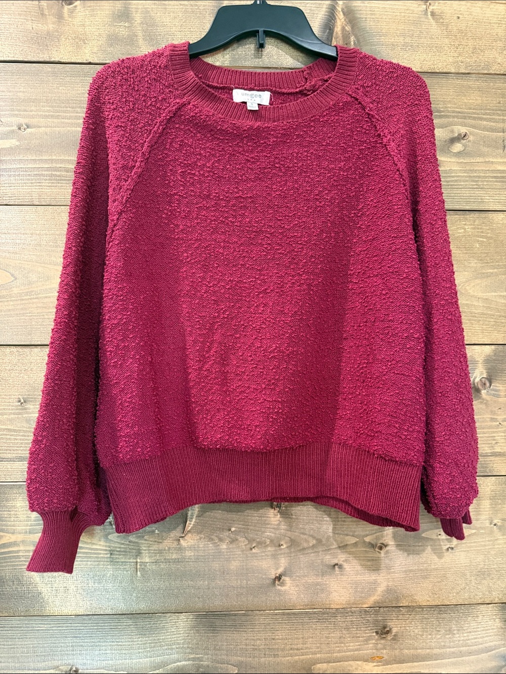 Umgee Textured Crewneck Sweater in Wine
